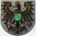 Wappen der Rheinprovinz mit schwarzen Adler und goldener Krone mit Blick nach links