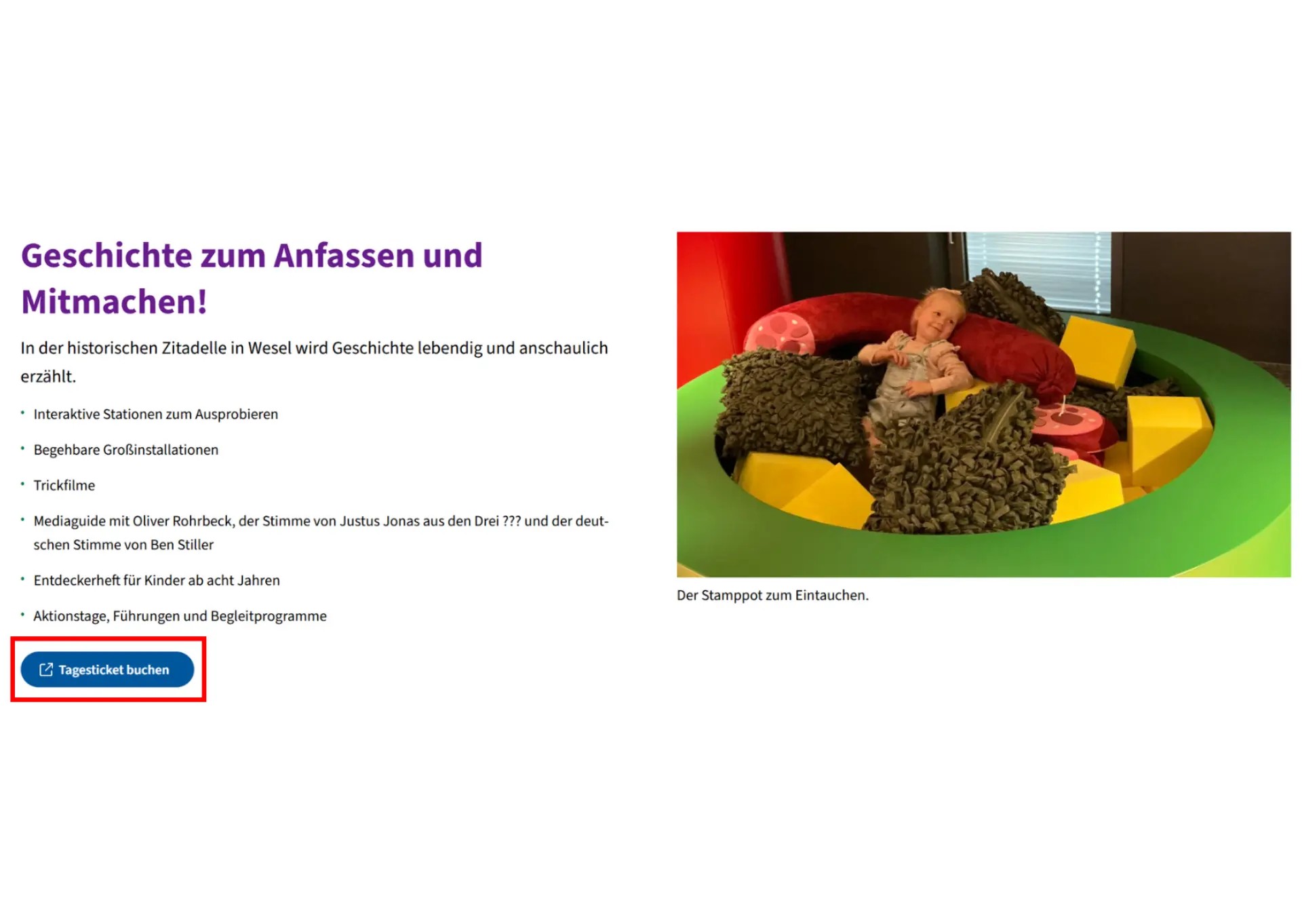 Das Bild zeigt die Startseite .