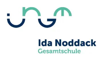  Das Bild zeigt das Logo der Ida-Noddack Gesamtschule mit dem Namen der Schule