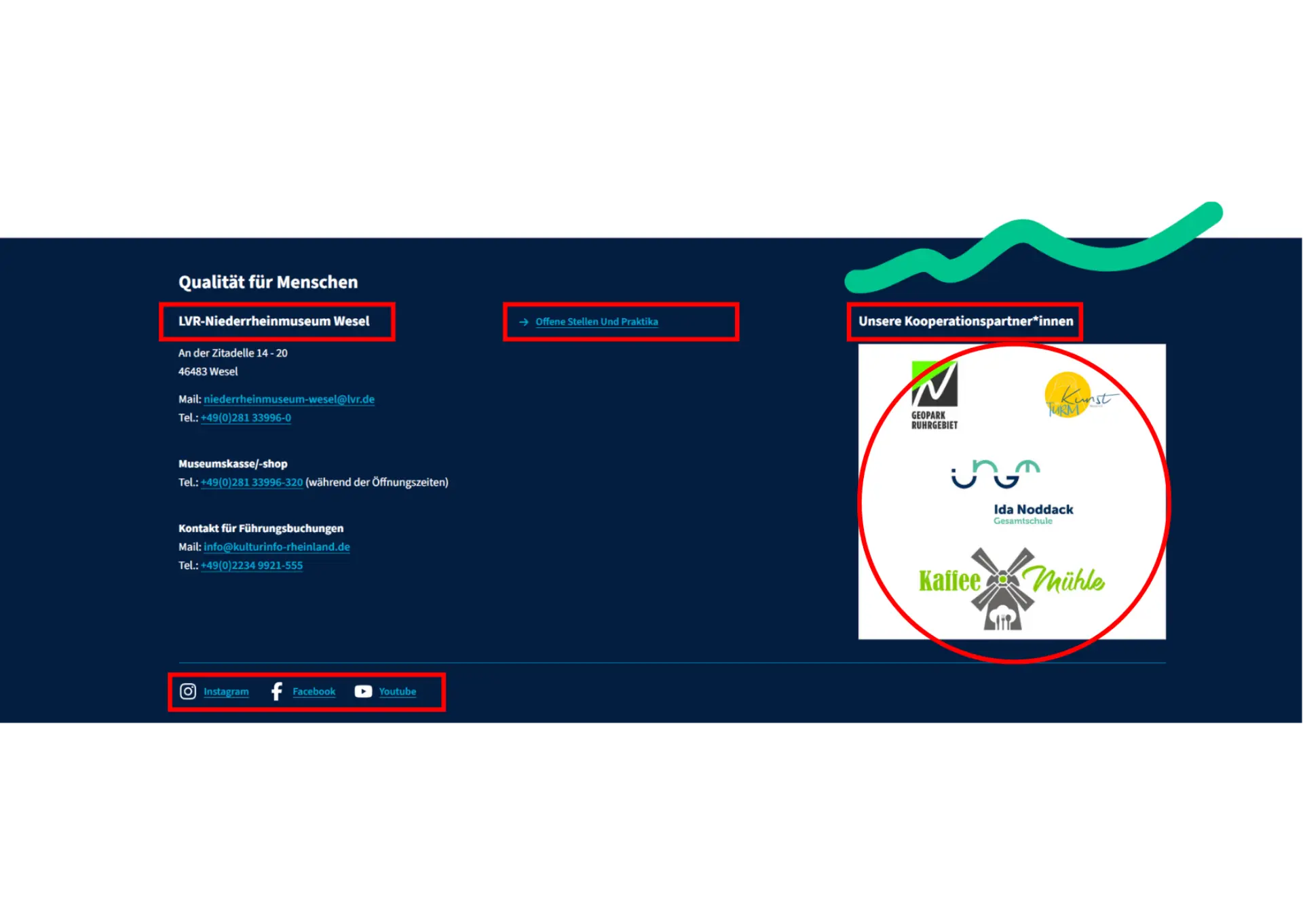 Das Bild zeigt den Footer.